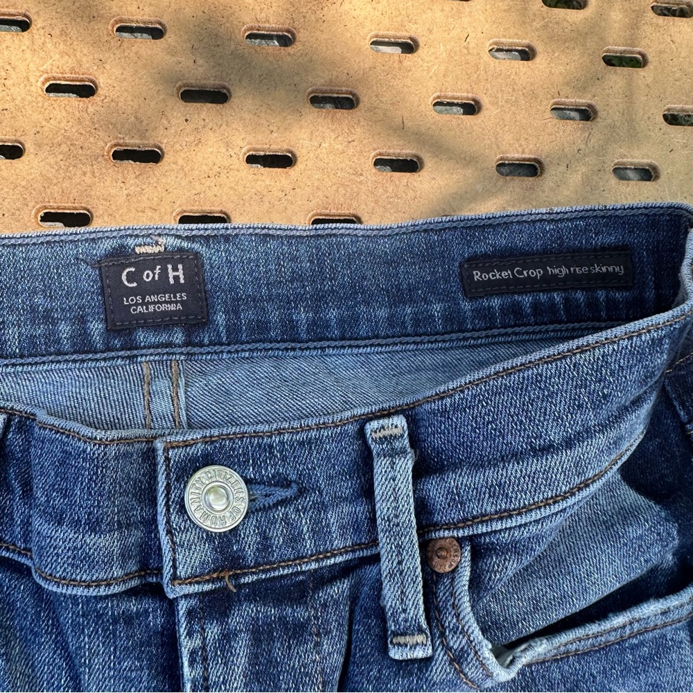 Citizens Of Humanity Indigo Rocket Crop High Rise Skinny Dark Side Detail Jeans - Picture 7 of 10